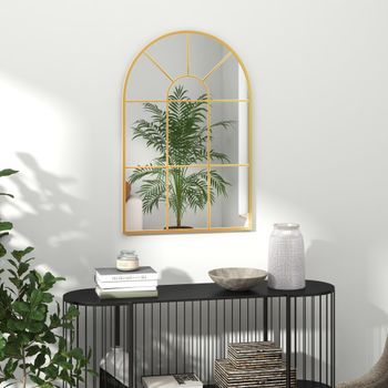 Espejo Decorativo De Pared De Metal Vidrio Homcom 60x2x91 Cm-dorado