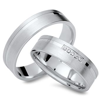 Alianzas oro blanco 18 quilates 5 diamantes