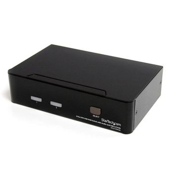 Conmutador KVM StarTech SV231DVIUA 2 Puertos USB DVI-I Full HD Audio Hub USB 2.0 Negro