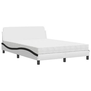 Cama Con Colchón Dover Cuero Sintético Blanco Y Negro 140x190 Cm Vidaxl