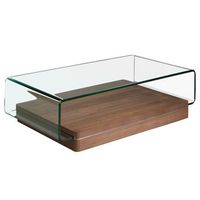 mesa centro rectangular cristal templado y nogal angel cerda 2004 120x70x33