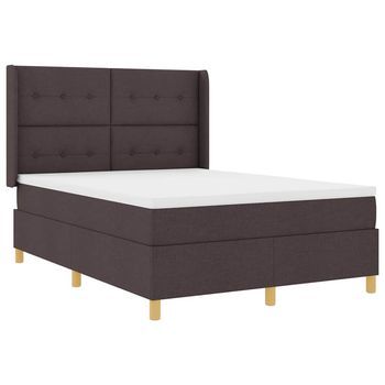 Cama Tipo Box Spring Con Tiras Led Marrón 140 X 200 Cm Tela Vidaxl