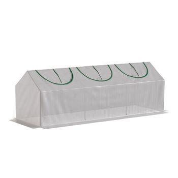Outsunny Invernadero de jardín mini invernadero 3 ventanas enrollables cubierta en PE de alta densidad 140 g/m² 180 x 60 x 60 cm blanco   Aosom España