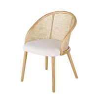 sillon de comedor de haya ratan y tela cruda