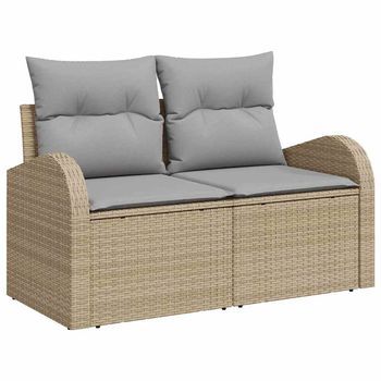 Conjunto De Sofá De Jardín 3 Piezas | Mueble De Jardín Beige Y Gris Claro Poliratán