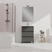 conjunto de bano wink  60 cm gris oscuro  tres cajones  lavabo empotrado  mueble montado  no incluye espejo  alday