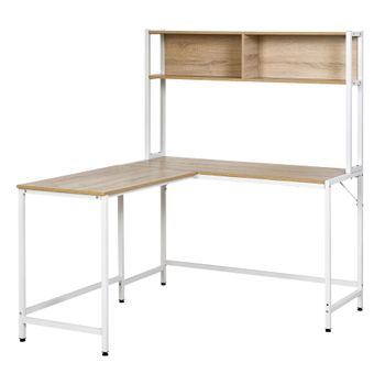 Mesa de ordenador 140x125x149 cm madera natural