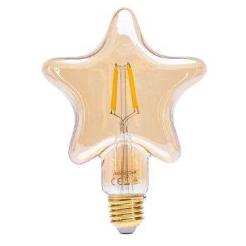 Aigostar - Bombilla LED E27 4W, Luz Cálida 1800K, 320 Lúmenes, Decorativa: Estrella, Bombilla Vintage de Tipo Edison con Filamento, Color ámbar, No regulable, Pack 1 Uds