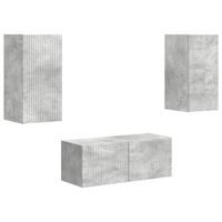 conjunto de mueble de tv 2 uds  mueble de salon  gabinete de tv gris concreto