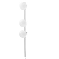 aplique de 3 globos ovalados de vidrio blanco y metal plateado