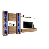 conjunto de muebles de salon mural switch xvi diseno color roble wotan