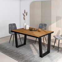 mesa comedor efecto madera roble y negro 140x90x74cm