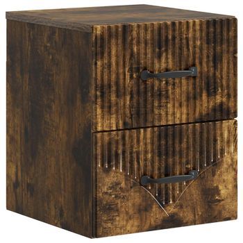 Mesita De Noche De Pared Roble Ahumado 34,5 X 33 X 40 Cm Vidaxl