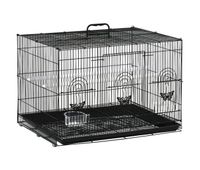pawhut jaula para pajaros 60x41x41 cm pajarera de metal con comederos 2 perchas 3 puertas y asa de transporte para pajaros pequenos canarios periquitos negro
