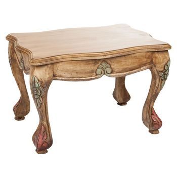 Mesa De Centro De Madera Artesanal Marrón 59x43x41