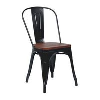silla apilable industrial de acero y madera 45x45x85cm thinia home