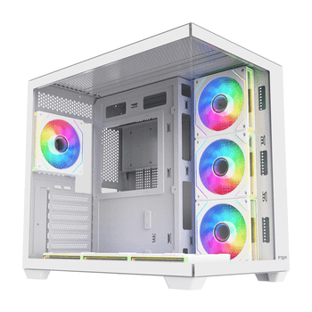 CAJA ATX FSP M341 CRISTAL TEMPLADO DUAL CHAMBER 7xARGB DISIPADOR MAX 160mm GPU MAX 410mm BLANCO