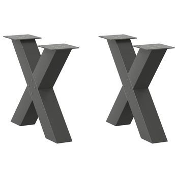 Patas Para Mesa De Centro En Forma De X (2 Unidades), Antracita, 60 X (42-43) Cm, Acero Vidaxl