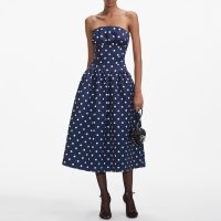 self-portrait polka dot satin midi dress - uk 12