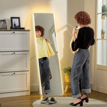 Espejo De Pie De Vidrio Templado Homcom 150x40 Cm Transparente