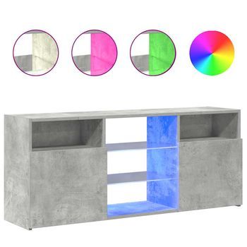 Mueble De Tv Con Luces Led Gris Hormigón 120x30x50 Cm