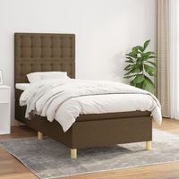 cama individual  cama para adultos  cama box spring con colchon tela marron oscuro 90x190 cm cfw491016
