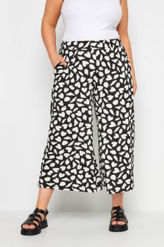 Yours Culottes Blancos Y Negros De Corazones, Mujer Curvy Y Tallas Grandes, Yours