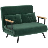 homcom sofa cama 2 plazas sofa cama plegable convertible 3 en 1 respaldo ajustable de 5 niveles almohadas 102x73x81cm verde   aosom espana