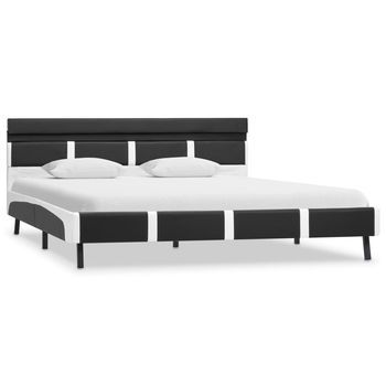 Cama Matrimonial | Cama Doble | Estructura De Cama Con Led Cuero Sintético Gris 160x200 Cm Cfw23183