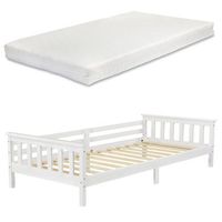 cama infantil con colchon y somier de madera de pino blanco 90 x 200 cm 030005445
