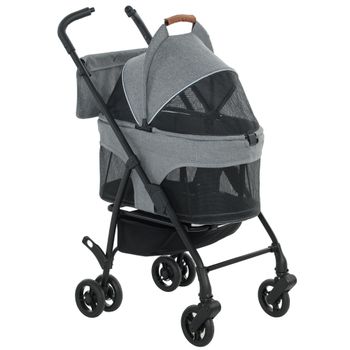 PawHut Cochecito para Perro Carrito 3 en 1 Desmontable Plegable Capazo Extraíble y Sin Cremallera Suspensión Gris   Aosom España