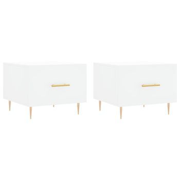 Pack 2 Uds Mesas De Centro，mesa Auxiliar，mesa De Café Madera De Ingeniería Blanco 50x50x40 Cm