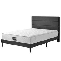 cama doble de 140x200 cm tapizado en lino beige con capitone almacenamiento hidraulico colchon de 620 muelles base de lamas de madera estructura de metal