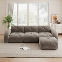 sofa modular en forma de l de 3 plazas color topo incluye reposapies 281x171x76 cm