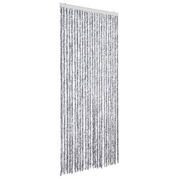 Cortina Antimoscas Chenilla Blanco Y Gris 100x230 Cm