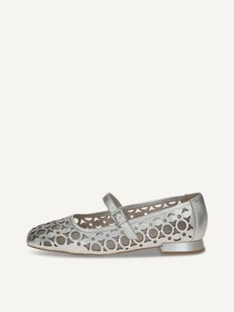 CAPRICE Ballerina, metallic, made of Leather with Trapeze heel, Size 41