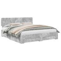 cama matrimonial  cama para adulto  estructura de cama con cabecera gris concreto 180 x 200 cm
