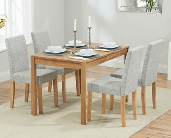 Oxford 120cm Solid Oak Dining Table with Mia Fabric Chairs