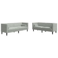 set sofas chesterfield con cojines 2 pzas terciopelo gris claro vidaxl