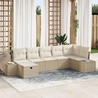 conjunto de sofa de jardin  de 7 piezas con cojines beige ratan sintetico v8518 unico  beige