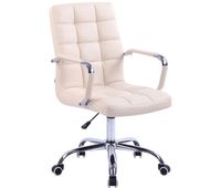silla de escritorio deli simil cuero crema 62x56x94 cm
