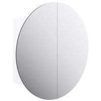 armario de bano  mueble de bano con espejo redondo y led blanco 40x40x175 cm