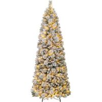 arbol de navidad nevado 210 cm costway arbol de navidad con luces incorporadas 200 luces led - 210cm