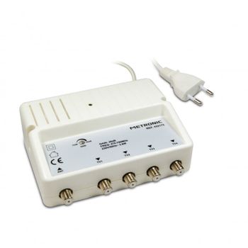 Metronic Amplificador Antena TV 4 Salidas Conectores F