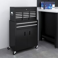 carro de herramientas de metal eva homcom 616x33x108 cm negro