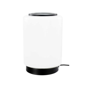 Lámpara de mesa de vidrio y metal blanco
