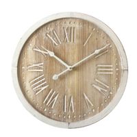 reloj mural con numeros romanos en madera marron y blanco d 40 cm