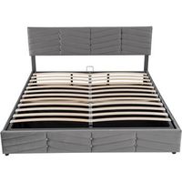 cama tapizada gris 180 x 200 cm con canape hidraulico y cabecero regulable