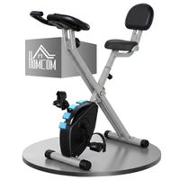 homcom bicicleta estatica plegable con respaldo 8 niveles de resistencia volante pantalla lcd pulsometro y sillin ajustable