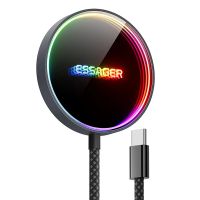 essager es-wc17 15w cargador inalambrico magnetico rapido con panel de carga inalambrico magnetico y luz rgb para iphone